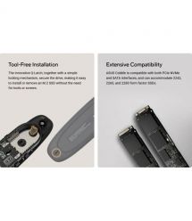 ASUS Портативний корпус для SSD COBBLE/GRAY/G/AS/ESD-A1A /GRAY/G/ PCIe NVMe M.2 2230/2242/2260/2280 USB Type-C 3.2 Gen 2x1 серый