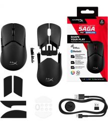 HyperX Мишь Pulsefire SAGA PRO, RGB, USB-A/WL/BT, черный