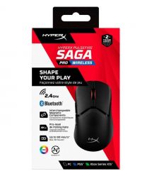 HyperX Мишь Pulsefire SAGA PRO, RGB, USB-A/WL/BT, черный
