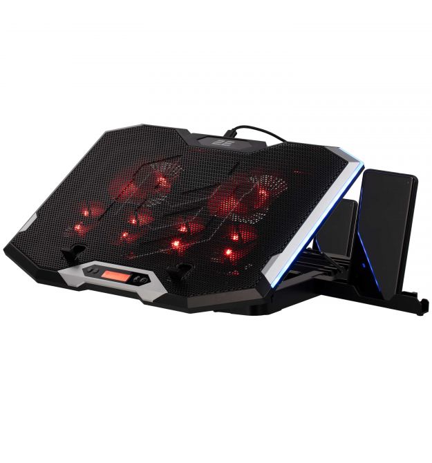 2E Gaming Подставка для ноутбука CPG-004, до 15.6", 2xUSB-A, LCD/phone holder, RGB, чёрный