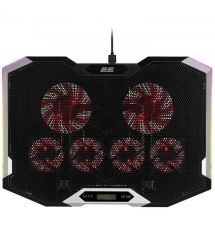 2E Gaming Подставка для ноутбука CPG-004, до 15.6", 2xUSB-A, LCD/phone holder, RGB, чёрный