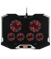 2E Gaming Подставка для ноутбука CPG-004, до 15.6", 2xUSB-A, LCD/phone holder, RGB, чёрный