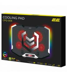 2E Gaming Подставка для ноутбука CPG-004, до 15.6", 2xUSB-A, LCD/phone holder, RGB, чёрный