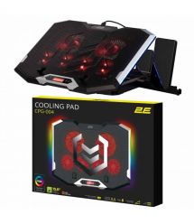 2E Gaming Подставка для ноутбука CPG-004, до 15.6", 2xUSB-A, LCD/phone holder, RGB, чёрный