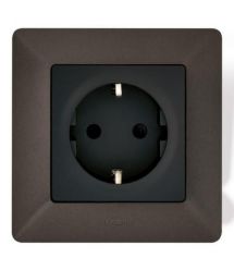 Legrand Розетка 2К+З Schuko Valena Life, 16А, 250V, со шторками, автоматические клеммы, матовый черный