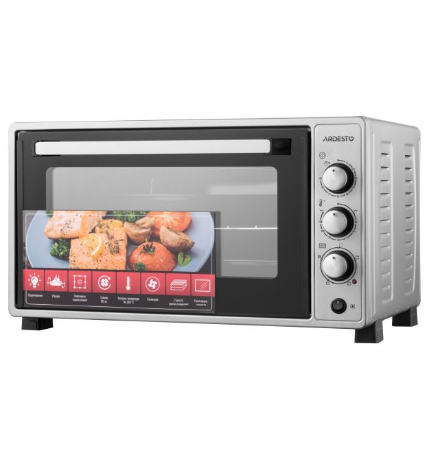 ARDESTO Электропечь 1700Вт, 48л, таймер, подсветка, конвекция, вертел, двойн.стекло, серый