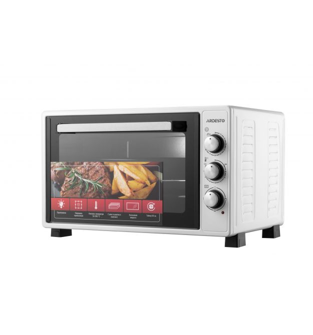 ARDESTO Электропечь 1300Вт, 40л, скрыт. ниж. тэн, таймер, подсветка, белый
