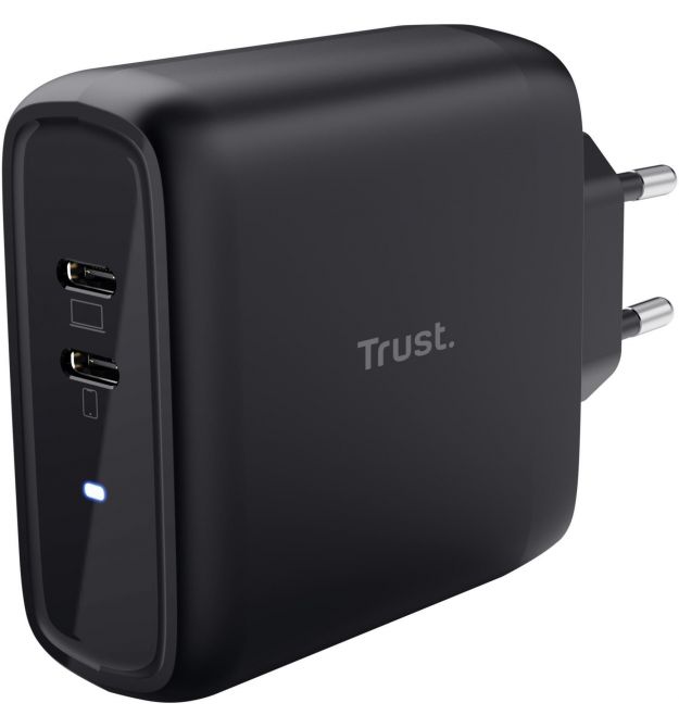 Trust Зарядное устройство сетевое Maxo 65Вт, 2xUSB-C PD, чорный