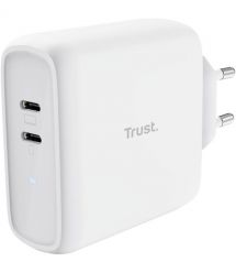 Trust Зарядное устройство сетевое Maxo 65Вт, 2xUSB-C PD, белый