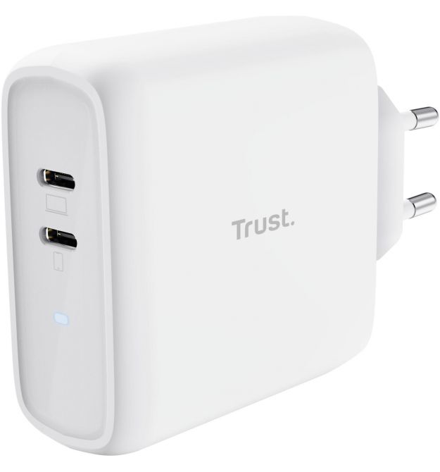 Trust Зарядное устройство сетевое Maxo 65Вт, 2xUSB-C PD, белый Trust Зарядное устройство сетевое Maxo 65Вт, 2xUSB-C PD, белый