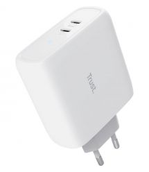 Trust Зарядное устройство сетевое Maxo 65Вт, 2xUSB-C PD, белый