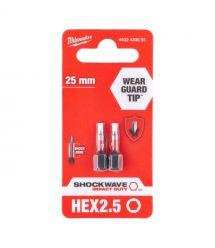 Milwaukee Биты Shockwave, набор 2шт, Hex2.5х25мм