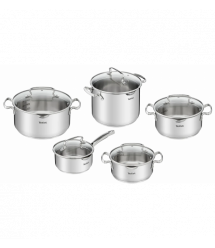 Tefal Набор посуды Duetto Plus, 10 предметов, нержавеющая сталь, стекло