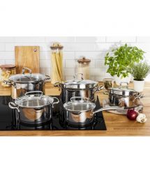 Tefal Набор посуды Duetto Plus, 10 предметов, нержавеющая сталь, стекло