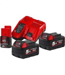Milwaukee Набор аккумулятора и зарядного устройства 1х12В 2А час Redlithium M12, 2х18В 5А час Redlithium M18, ЗП M12-18FC
