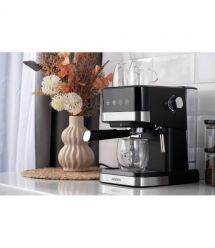 ARDESTO Кофеварка рожковая Steel Collection 1.5л, молотый, ручной капучинатор, сенсорное управление, черно-серебристый