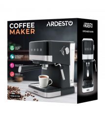 ARDESTO Кофеварка рожковая Steel Collection 1.5л, молотый, ручной капучинатор, сенсорное управление, черно-серебристый