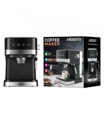 ARDESTO Кофеварка рожковая Steel Collection 1.5л, молотый, ручной капучинатор, сенсорное управление, черно-серебристый