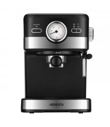ARDESTO Кофеварка рожковая Steel Collection 1.5л, молотый, ручной капучинатор, черно-серебристый