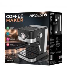 ARDESTO Кофеварка рожковая Steel Collection 1.5л, молотый, ручной капучинатор, черно-серебристый
