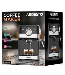 ARDESTO Кофеварка рожковая Steel Collection 1.5л, молотый, ручной капучинатор, черно-серебристый