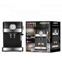 ARDESTO Кофеварка рожковая Steel Collection 1.5л, молотый, ручной капучинатор, черно-серебристый