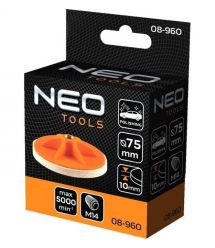 Neo Tools Диск полировальный, губка средней жесткости, M14, 75x10мм