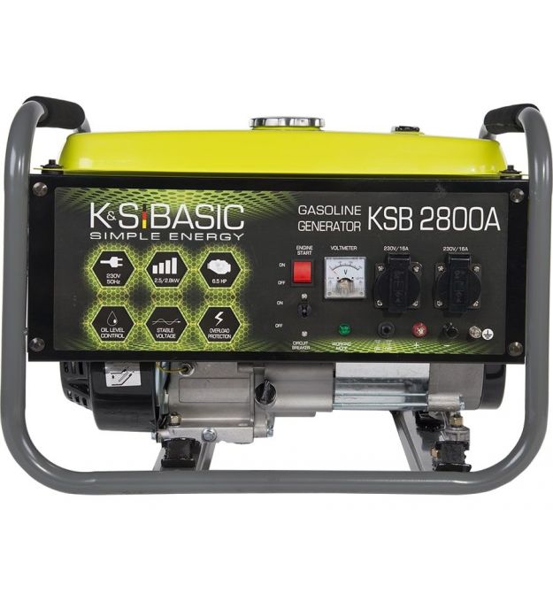 Könner & Söhnen Генератор бензиновый KSB 2800A, 230В, 2.8кВт, ручной запуск, 36.2кг