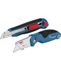 Bosch Нож, набор 2 шт, складной трапециевидное лезвие, корпус пластик, сегментированное лезвие корпус пластик