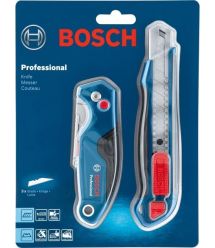 Bosch Нож, набор 2 шт, складной трапециевидное лезвие, корпус пластик, сегментированное лезвие корпус пластик