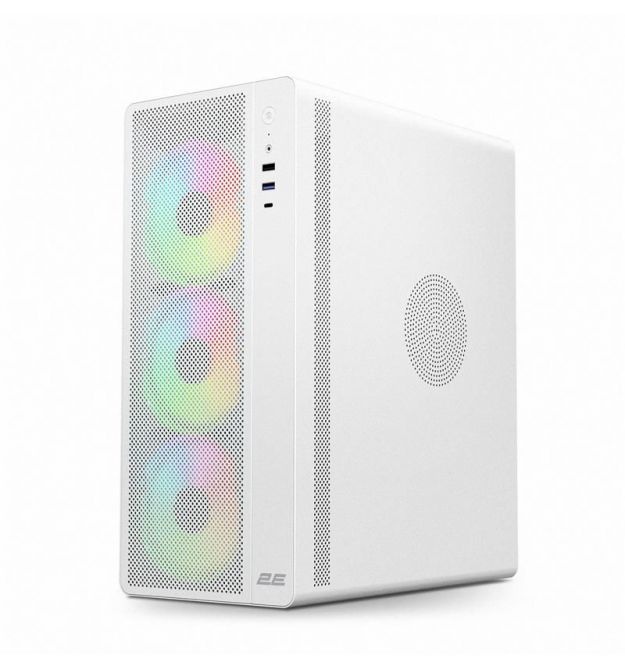 2E Gaming Корпус Credo Plus V510B без БП, 1xUSB3.0, 1х USB 2.0, 1xUSB Type-C, 4x120мм ARGB, VGA 310мм, TG Side Panel, ATX, белый