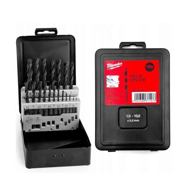 Milwaukee Набор сверл по металлу HSS-R, 19шт, 1-10мм, кейс