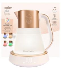 Russell Hobbs Электрочайник Calm, 1.7л, стекло, музыка, подсветка, сенсор, бело-медный