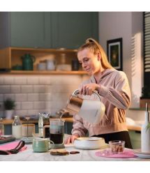 Russell Hobbs Электрочайник Calm, 1.7л, стекло, музыка, подсветка, сенсор, бело-медный