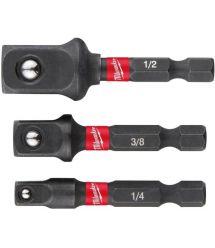 Milwaukee Переходник, набор 3шт, 1/4", 3/8", 1/2", для торцевых головок