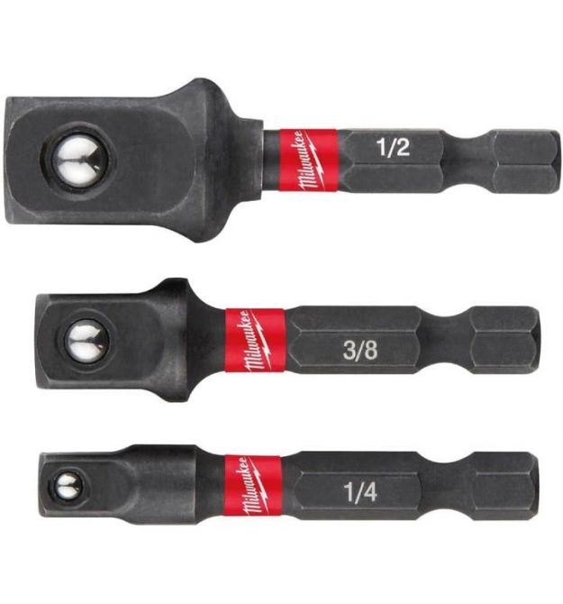 Milwaukee Переходник, набор 3шт, 1/4", 3/8", 1/2", для торцевых головок