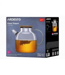 ARDESTO Заварник Gemini 1500мл, боросиликатное стекло, бамбук, прозрачный