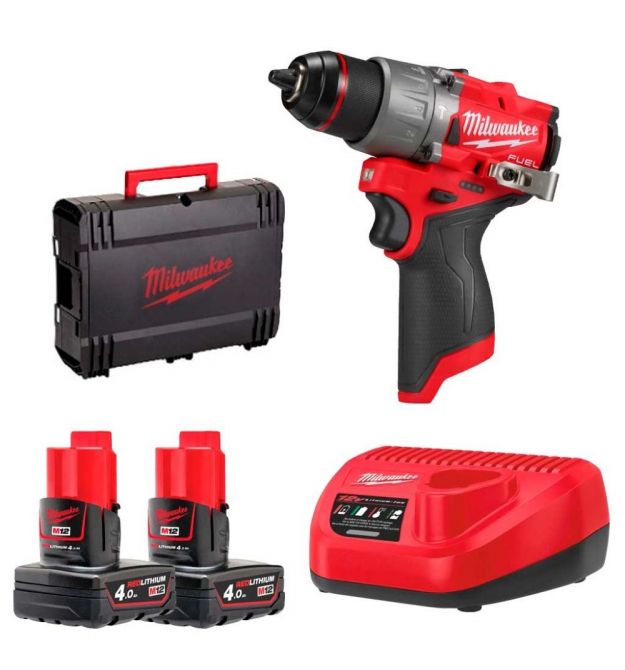 Milwaukee Шуруповерт-дрель аккумуляторная M12 FPD2-402X 12В 2х4А·час 45Нм 450·1550об·мин ЗП M12 кейс 1.4кг