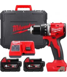 Milwaukee Шуруповерт-дрель аккумуляторная M18 BLDDRC-402C 18В 2х4А·час 60Нм 550·1700об·мин ЗП M12-18C кейс 1.5кг