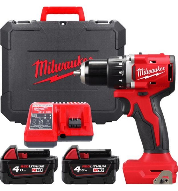 Milwaukee Шуруповерт-дрель аккумуляторная M18 BLDDRC-402C 18В 2х4А·час 60Нм 550·1700об·мин ЗП M12-18C кейс 1.5кг