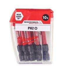 Milwaukee Биты Shockwave, набор 10шт, PH2х50м