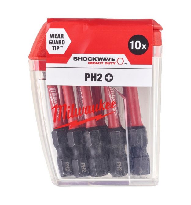 Milwaukee Биты Shockwave, набор 10шт, PH2х50м