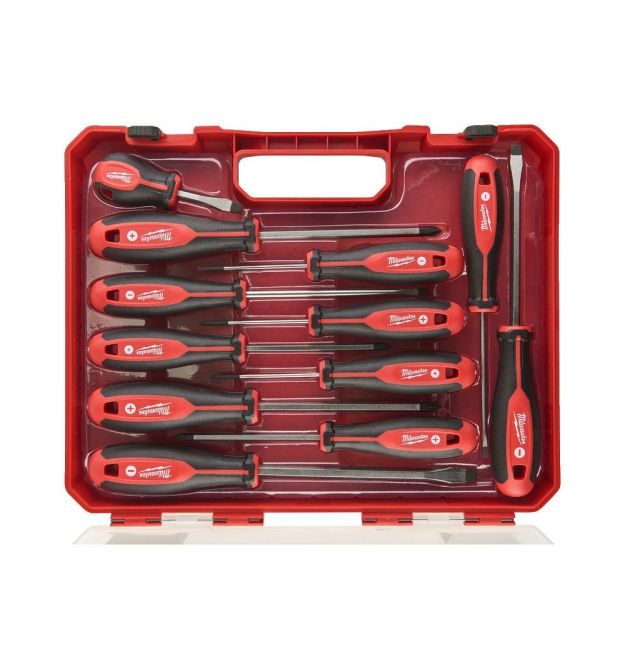 Milwaukee Отвертки набор 12шт, магнитные, SL, PH, PZ, кейс