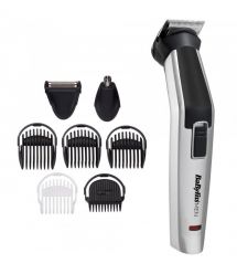 BaByliss Набор для стрижки для бороды, усов, головы, носа и тела, акум., вибрационный мотор, насадок-8, чехол, сталь, серый