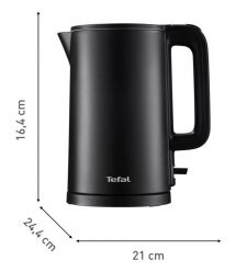 Tefal Электрочайник Thermo Protect, 1.5л, пластик, черный