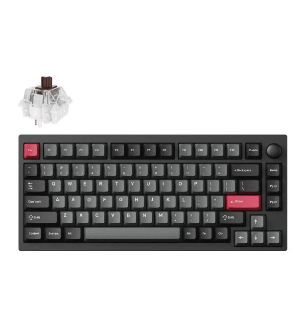 Lemokey Клавиатура механическая P1 Pro 84Key, Super Brown, WL/BT/USB-A, QMK/VIA, Hot-Swap, EN/UKR, RGB, Knob, Carbon Black