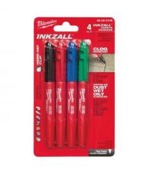 Milwaukee Маркер InkZAll набор 4 шт, синий/красный/зеленый/черный