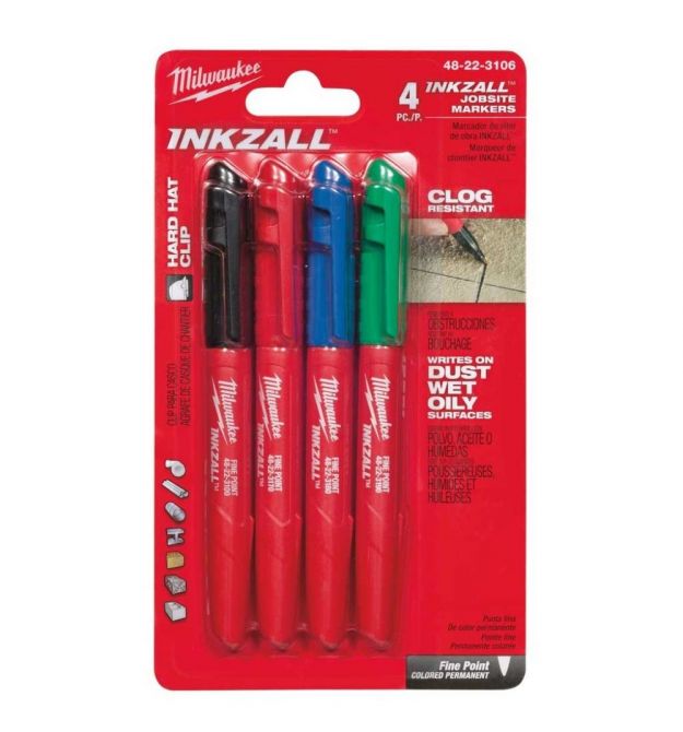 Milwaukee Маркер InkZAll набор 4 шт, синий/красный/зеленый/черный