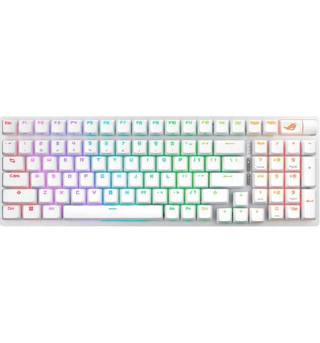 ASUS Клавиатура механическая ROG Strix Scope II, 96key, NX Snow, USB-A/WL/BT, EN, RGB, белый