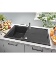 Grohe Мойка кухонная K400, гранит, прямоуголь., с крылом, 860x500x205мм, чаша - 1, врезная, черный гранит